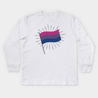 Retro Bi Pride Flag Kids Long Sleeve T-Shirt